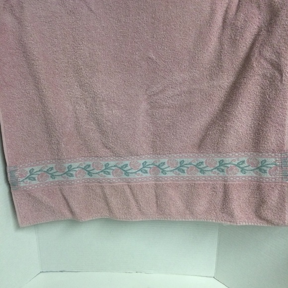 Fieldcrest Vintage 1990’s Pink Floral Strip Towel 6pc Set - Picture 11 of 13